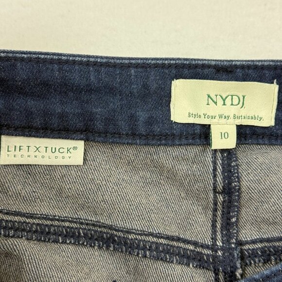 NYDJ Women's Kristie 80's Blue Denim Bermuda Size 10 Liftxtuck Tech, Raw Hem NWT - Picture 5 of 10